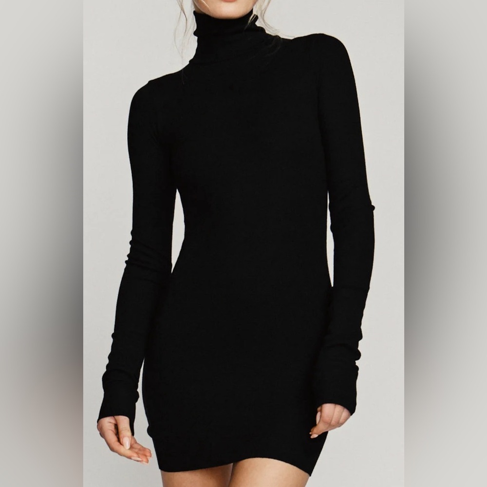 Carbon 38 Black, ribbed, form fitting, spandex dress- Small
